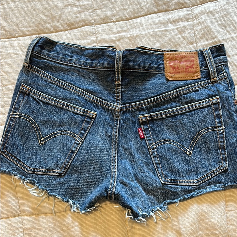 Levi's Blue Jean Shorts with Frayed Hem